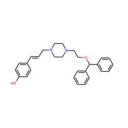 Oc1ccc(/C=C/CN2CCN(CCOC(c3ccccc3)c3ccccc3)CC2)cc1 ZINC000022939405