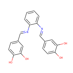 Oc1ccc(/C=N/c2ccccc2/N=C/c2ccc(O)c(O)c2)cc1O ZINC000016977173