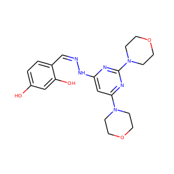 Oc1ccc(/C=N\Nc2cc(N3CCOCC3)nc(N3CCOCC3)n2)c(O)c1 ZINC000032603896