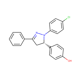 Oc1ccc([C@@H]2CC(c3ccccc3)=NN2c2ccc(Cl)cc2)cc1 ZINC000034465492