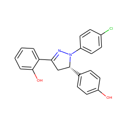 Oc1ccc([C@@H]2CC(c3ccccc3O)=NN2c2ccc(Cl)cc2)cc1 ZINC000299825986