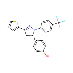 Oc1ccc([C@@H]2CC(c3cccs3)=NN2c2ccc(C(F)(F)F)cc2)cc1 ZINC000230526803