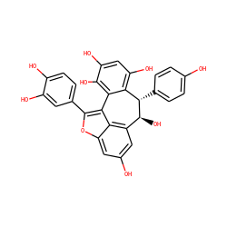 Oc1ccc([C@H]2c3c(O)cc(O)c(O)c3-c3c(-c4ccc(O)c(O)c4)oc4cc(O)cc(c34)[C@@H]2O)cc1 ZINC000013358397