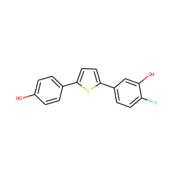 Oc1ccc(-c2ccc(-c3ccc(F)c(O)c3)s2)cc1 ZINC000045254282