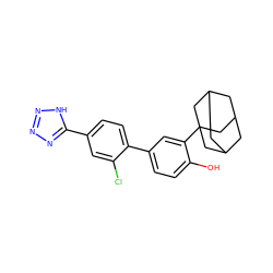 Oc1ccc(-c2ccc(-c3nnn[nH]3)cc2Cl)cc1C12CC3CC(CC(C3)C1)C2 ZINC000028648318