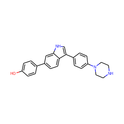 Oc1ccc(-c2ccc3c(-c4ccc(N5CCNCC5)cc4)c[nH]c3c2)cc1 ZINC000073141300