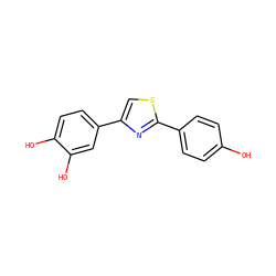 Oc1ccc(-c2nc(-c3ccc(O)c(O)c3)cs2)cc1 ZINC000013126612
