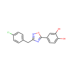 Oc1ccc(-c2nc(Cc3ccc(Cl)cc3)no2)cc1O ZINC000236571623