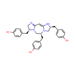 Oc1ccc(C[C@H]2CN3C(=CC4=NC[C@H](Cc5ccc(O)cc5)N4C[C@@H]3Cc3ccc(O)cc3)N2)cc1 ZINC000473096967