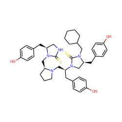 Oc1ccc(C[C@H]2CNC(=S)N2C[C@@H]2CCCN2C[C@H](Cc2ccc(O)cc2)N2C[C@H](Cc3ccc(O)cc3)N(CC3CCCCC3)C2=S)cc1 ZINC000072127718