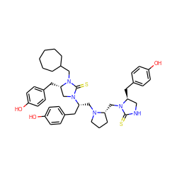 Oc1ccc(C[C@H]2CNC(=S)N2C[C@@H]2CCCN2C[C@H](Cc2ccc(O)cc2)N2C[C@H](Cc3ccc(O)cc3)N(CC3CCCCCC3)C2=S)cc1 ZINC000072127732