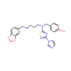 Oc1ccc(CN(CCCNCc2ccc3c(c2)OCO3)c2nc(-n3ccnc3)ns2)cc1 ZINC000073157336