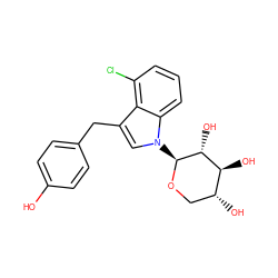 Oc1ccc(Cc2cn([C@@H]3OC[C@@H](O)[C@H](O)[C@H]3O)c3cccc(Cl)c23)cc1 ZINC000066099750