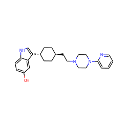 Oc1ccc2[nH]cc([C@H]3CC[C@H](CCN4CCN(c5ccccn5)CC4)CC3)c2c1 ZINC000253770662