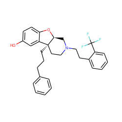 Oc1ccc2c(c1)[C@]1(CCCc3ccccc3)CCN(CCc3ccccc3C(F)(F)F)C[C@@H]1O2 ZINC000299863885