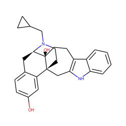 Oc1ccc2c(c1)[C@]13CCN(CC4CC4)[C@H](C2)[C@]1(O)CCc1c([nH]c2ccccc12)C3 ZINC000653729322