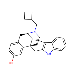 Oc1ccc2c(c1)[C@]13CCN(CC4CCC4)[C@H](C2)[C@@H]1Cc1c([nH]c2ccccc12)C3 ZINC000028646633