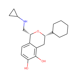 Oc1ccc2c(c1O)C[C@@H](C1CCCCC1)O[C@H]2CNC1CC1 ZINC000013823834