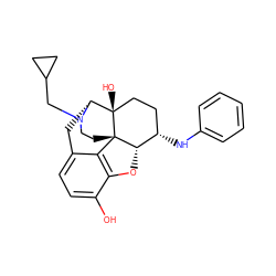 Oc1ccc2c3c1O[C@H]1[C@@H](Nc4ccccc4)CC[C@@]4(O)[C@@H](C2)N(CC2CC2)CC[C@]314 ZINC000013734644