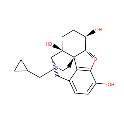 Oc1ccc2c3c1O[C@H]1[C@H](O)CC[C@@]4(O)[C@@H](C2)N(CC2CC2)CC[C@]314 ZINC000006092289