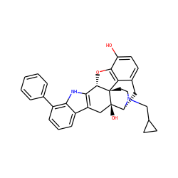 Oc1ccc2c3c1O[C@H]1c4[nH]c5c(-c6ccccc6)cccc5c4C[C@@]4(O)[C@@H](C2)N(CC2CC2)CC[C@]314 ZINC000013780470