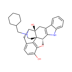 Oc1ccc2c3c1O[C@H]1c4[nH]c5ccccc5c4C[C@@]4(O)[C@@H](C2)N(CC2CCCCC2)CC[C@]314 ZINC000026496142