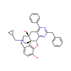 Oc1ccc2c3c1O[C@H]1c4nc(Cc5ccccc5)nc(-c5ccccc5)c4C[C@@]4(O)[C@@H](C2)N(CC2CC2)CC[C@]314 ZINC000027108142