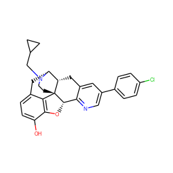 Oc1ccc2c3c1O[C@H]1c4ncc(-c5ccc(Cl)cc5)cc4C[C@H]4[C@@H](C2)N(CC2CC2)CC[C@]314 ZINC000013559703