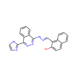 Oc1ccc2ccccc2c1/C=N/Nc1nnc(-c2ncc[nH]2)c2ccccc12 ZINC000005072233