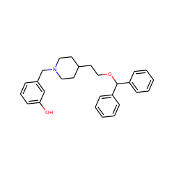 Oc1cccc(CN2CCC(CCOC(c3ccccc3)c3ccccc3)CC2)c1 ZINC000013472271