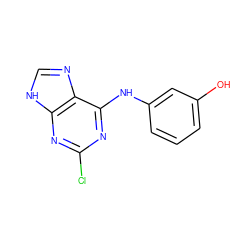 Oc1cccc(Nc2nc(Cl)nc3[nH]cnc23)c1 ZINC000040943231