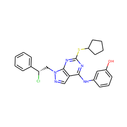 Oc1cccc(Nc2nc(SC3CCCC3)nc3c2cnn3C[C@H](Cl)c2ccccc2)c1 ZINC000299868144