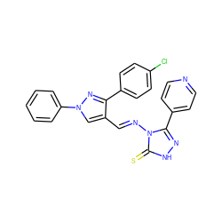 S=c1[nH]nc(-c2ccncc2)n1/N=C/c1cn(-c2ccccc2)nc1-c1ccc(Cl)cc1 ZINC000013658323