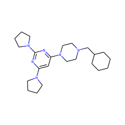 c1c(N2CCCC2)nc(N2CCCC2)nc1N1CCN(CC2CCCCC2)CC1 ZINC001772589037