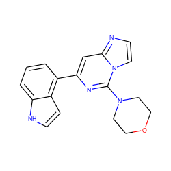 c1cc(-c2cc3nccn3c(N3CCOCC3)n2)c2cc[nH]c2c1 ZINC000299823544