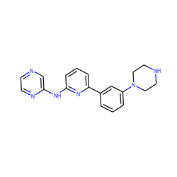 c1cc(-c2cccc(Nc3cnccn3)n2)cc(N2CCNCC2)c1 ZINC000084704956