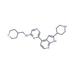 c1cc(-c2cncc(NCC3CCOCC3)n2)c2cc(C3CCNCC3)[nH]c2n1 ZINC000226077619