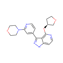 c1cc(-c2n[nH]c3ccnc(O[C@H]4CCOC4)c23)cc(N2CCOCC2)n1 ZINC000146696033