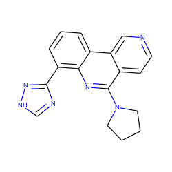 c1cc(-c2nc[nH]n2)c2nc(N3CCCC3)c3ccncc3c2c1 ZINC000073168444