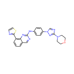 c1cc(-c2nccs2)c2nc(Nc3ccc(-n4cnc(N5CCOCC5)n4)cc3)ncc2c1 ZINC000071316008