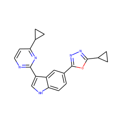 c1cc(C2CC2)nc(-c2c[nH]c3ccc(-c4nnc(C5CC5)o4)cc23)n1 ZINC000204757782