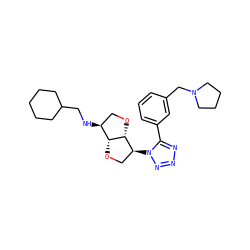 c1cc(CN2CCCC2)cc(-c2nnnn2[C@H]2CO[C@@H]3[C@@H](NCC4CCCCC4)CO[C@H]23)c1 ZINC000004259675