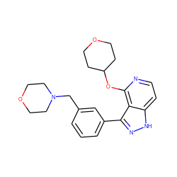 c1cc(CN2CCOCC2)cc(-c2n[nH]c3ccnc(OC4CCOCC4)c23)c1 ZINC000114772093