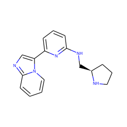 c1cc(NC[C@H]2CCCN2)nc(-c2cnc3ccccn23)c1 ZINC000029043938