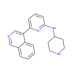 c1cc(NC2CCNCC2)nc(-c2cncc3ccccc23)c1 ZINC000040936875