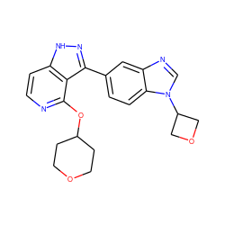 c1cc2[nH]nc(-c3ccc4c(c3)ncn4C3COC3)c2c(OC2CCOCC2)n1 ZINC000114771589