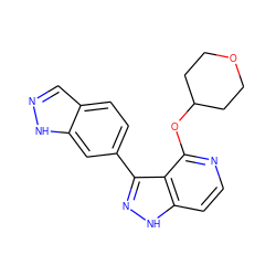 c1cc2[nH]nc(-c3ccc4cn[nH]c4c3)c2c(OC2CCOCC2)n1 ZINC000114771894