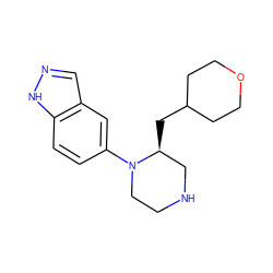 c1cc2[nH]ncc2cc1N1CCNC[C@@H]1CC1CCOCC1 ZINC000053230685