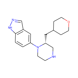 c1cc2[nH]ncc2cc1N1CCNC[C@H]1CC1CCOCC1 ZINC000053293993