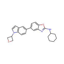 c1cc2c(ccn2C2COC2)cc1-c1ccc2oc(NC3CCCCC3)nc2c1 ZINC000149325022